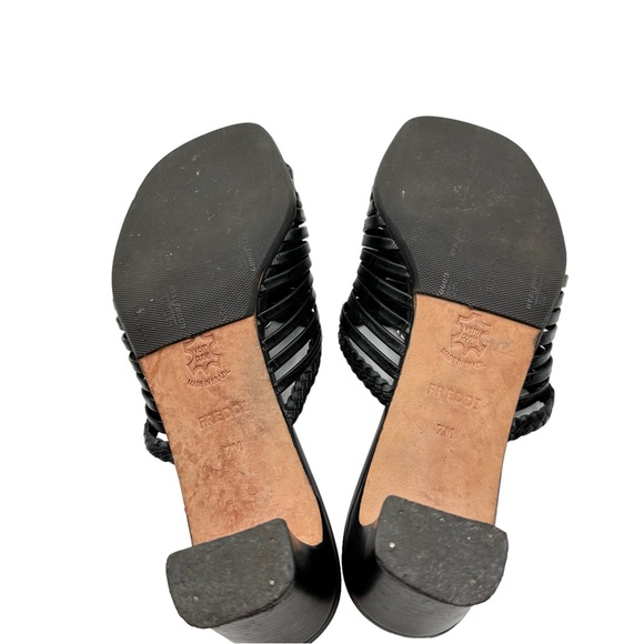 Brighton Freddi Strappy Mule Braided Trim Croc Leather Open Toe Heeled Sandals - Picture 10 of 15